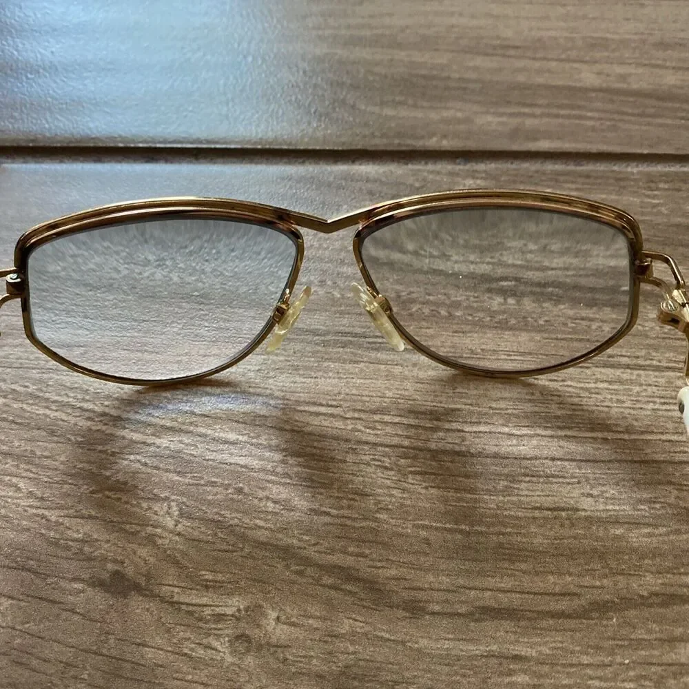 Vintage Cazal Eyeglasses Frames Gold & White Rare